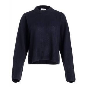 NEW NAADAM women's cashmere crewneck sweater with button in navy